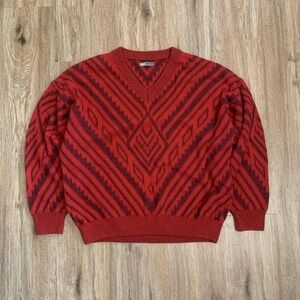 ASOS zigzag pattern vneck pullover sweater in red - size medium mens
